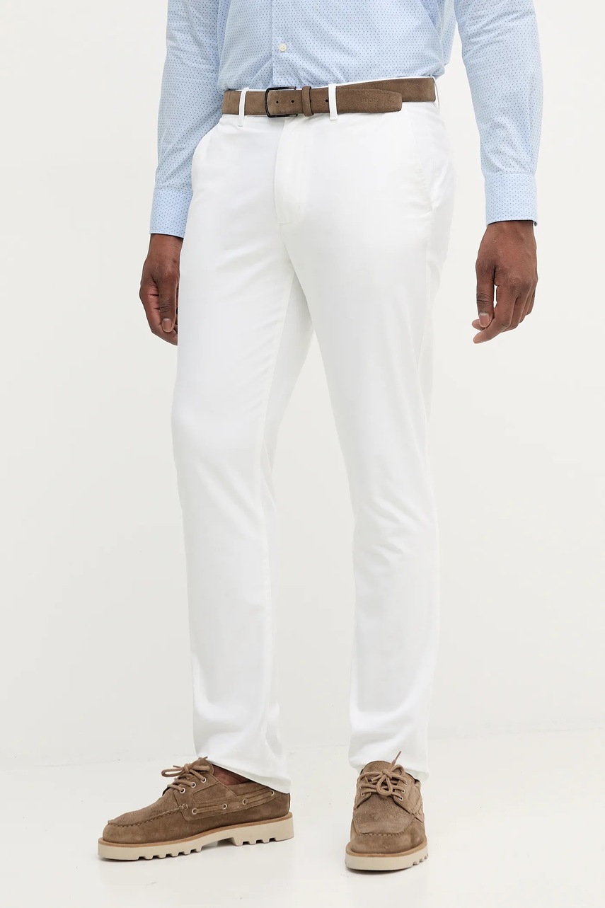 Levně Kalhoty Tommy Hilfiger pánské, bílá barva, MW0MW40262