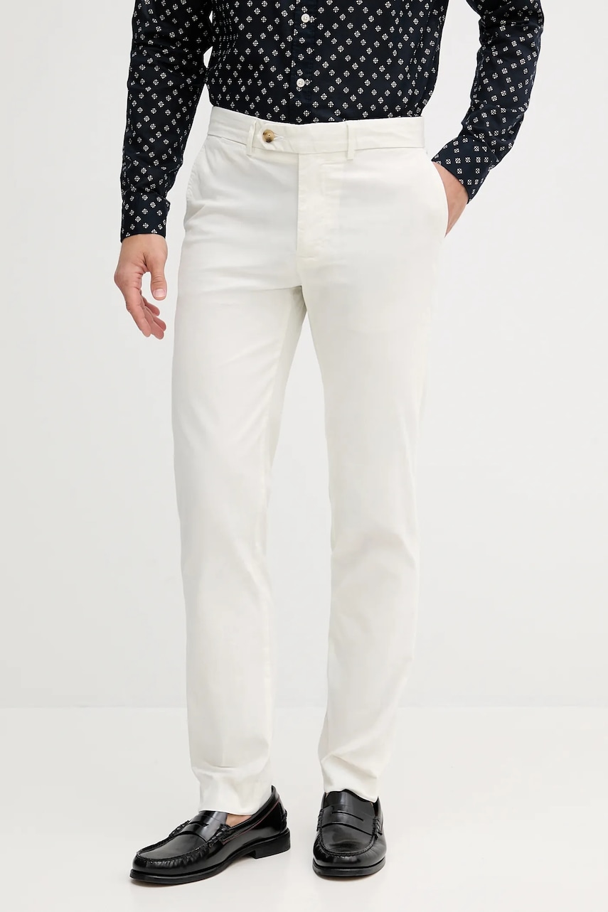 Levně Kalhoty Tommy Hilfiger pánské, béžová barva, ve střihu chinos, MW0MW39726