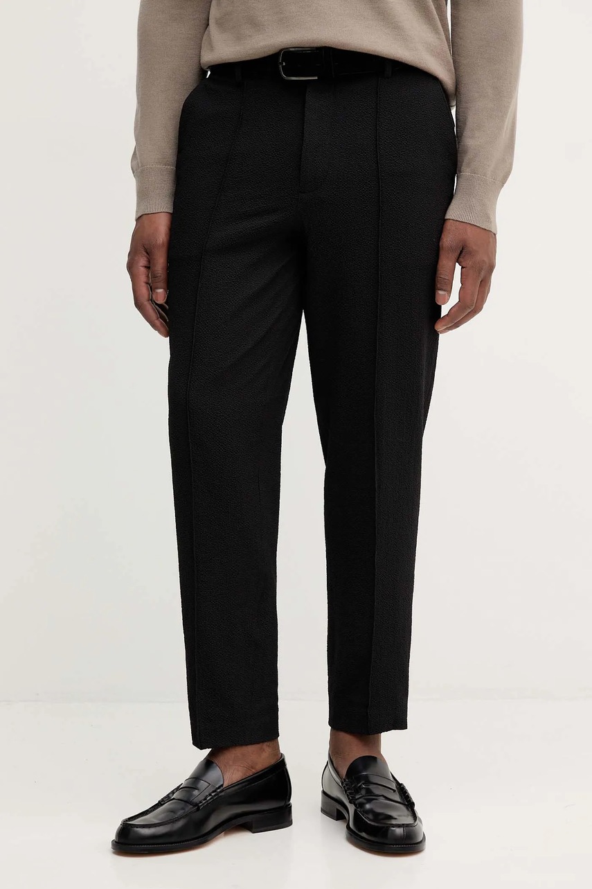 Levně Kalhoty Calvin Klein pánské, černá barva, LV04LC427G
