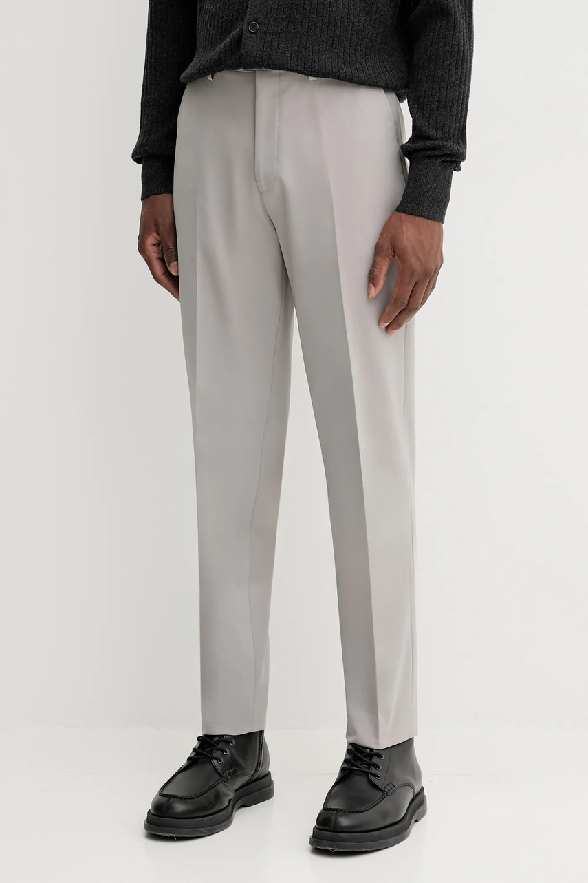 Levně Kalhoty Calvin Klein pánské, šedá barva, LV04LC419G