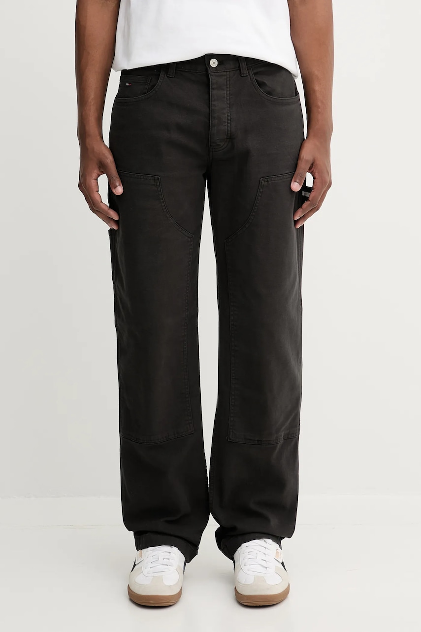 Tommy Jeans pantaloni culoarea negru, cu fason chinos, DM0DM21703