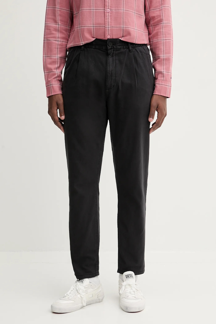 Tommy Jeans pantaloni de bumbac culoarea negru, drept, DM0DM21705