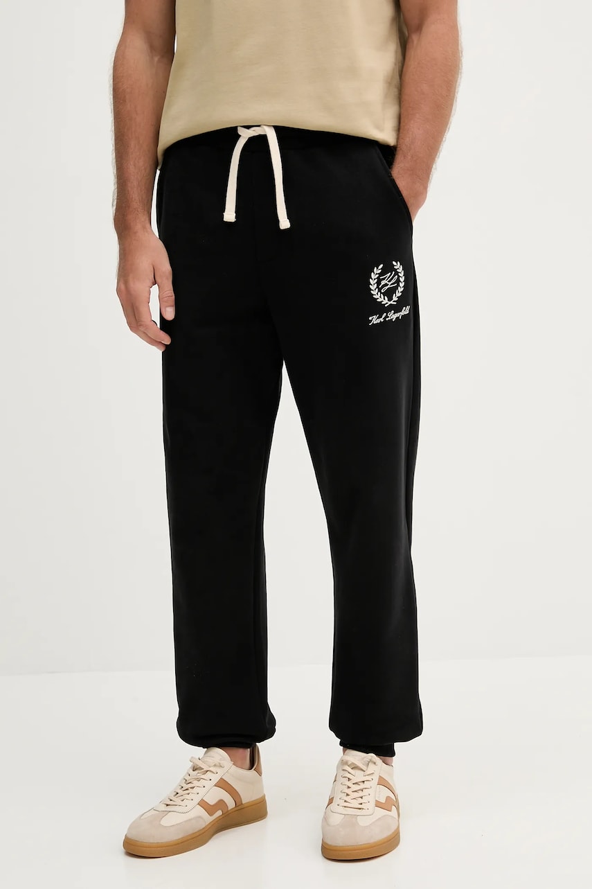 Levně Bavlněné tepláky Karl Lagerfeld pánské, černá barva, A3M44004