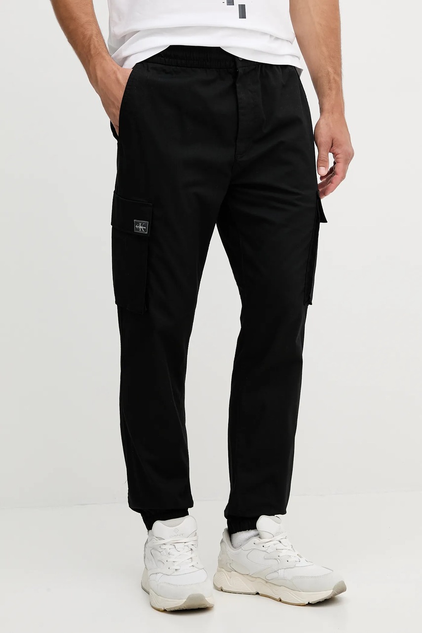 Levně Kalhoty Calvin Klein Jeans pánské, černá barva, LV04RC617G