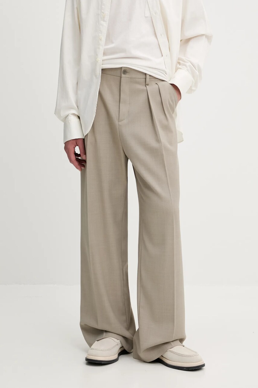 Filippa K pantaloni din lână culoarea bej, drept, 29803
