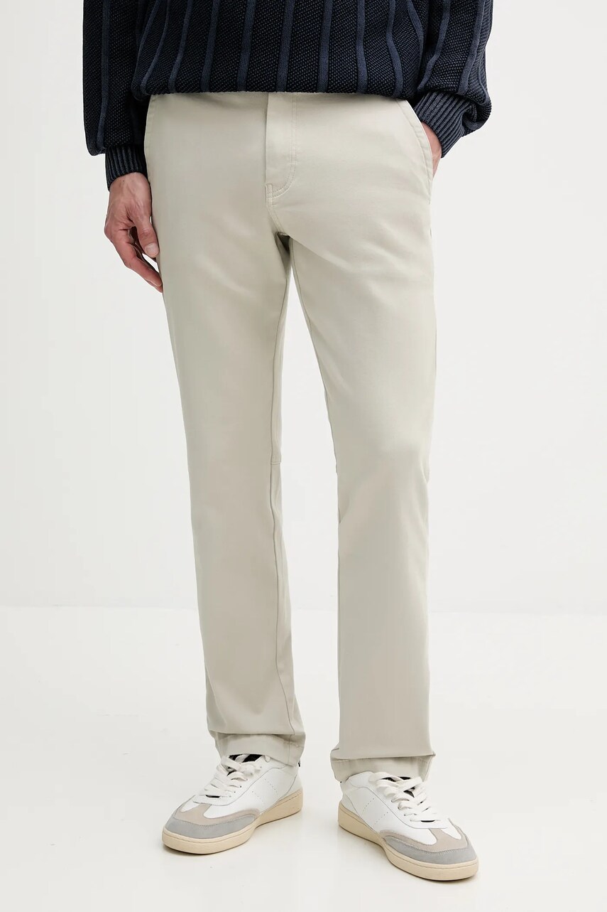 BOSS Orange pantaloni culoarea bej, drept, 50542986