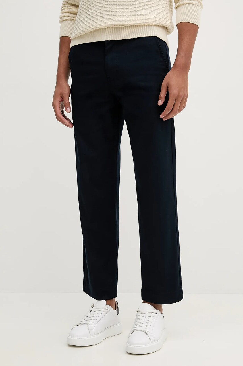BOSS Orange pantaloni culoarea bleumarin, drept, 50545304