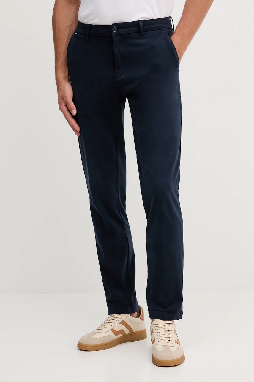 BOSS pantaloni culoarea bleumarin, cu fason chinos, 50543304