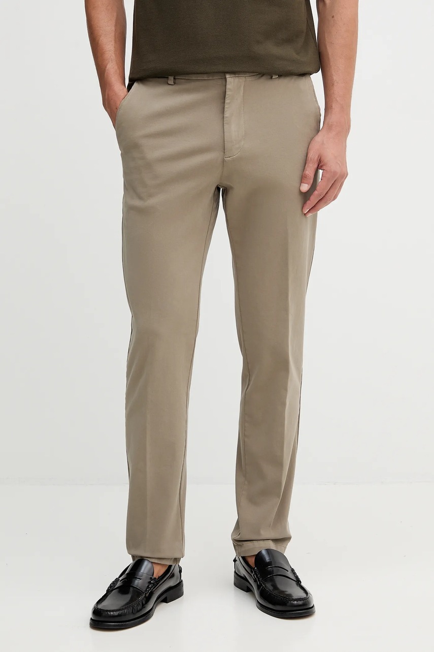 BOSS pantaloni culoarea bleumarin, cu fason chinos, 50543304