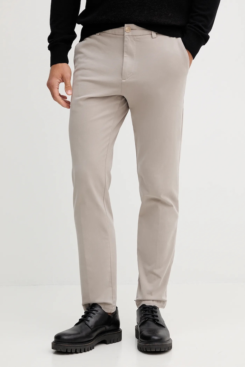 BOSS pantaloni culoarea bej, cu fason chinos, 50543304