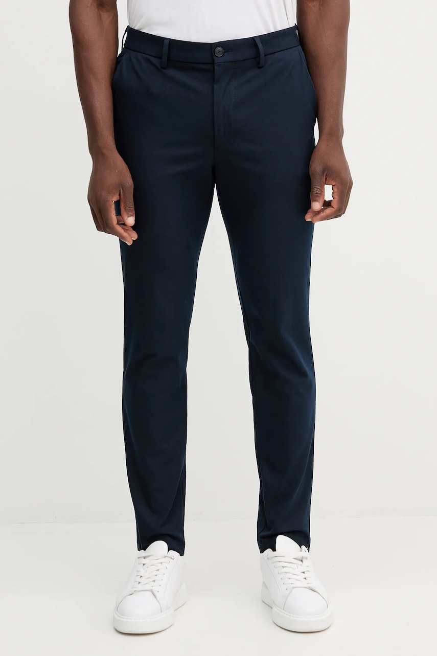 BOSS pantaloni culoarea bleumarin, cu fason chinos, 50543945