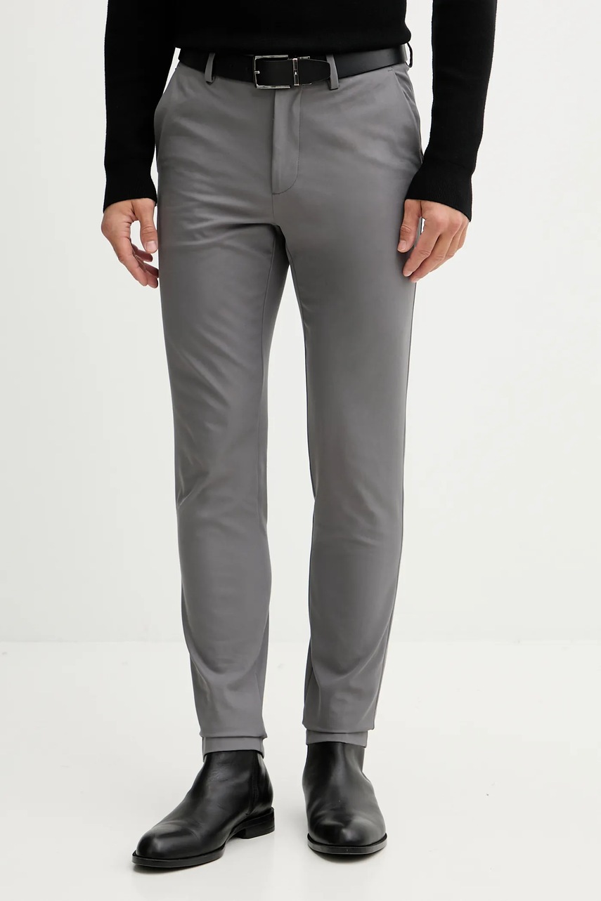 BOSS pantaloni culoarea bleumarin, cu fason chinos, 50543945