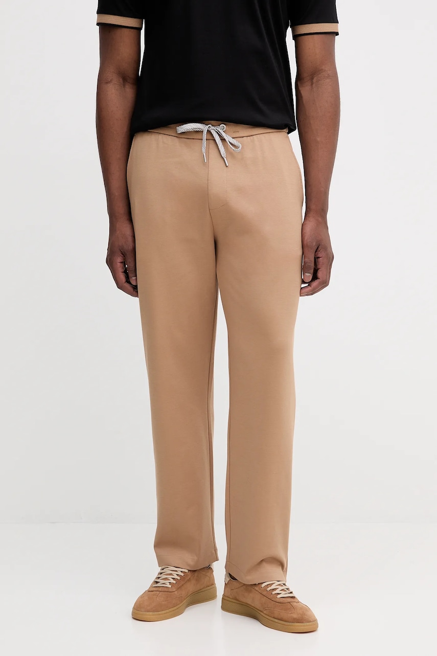 BOSS pantaloni de trening culoarea verde, uni, 50543426
