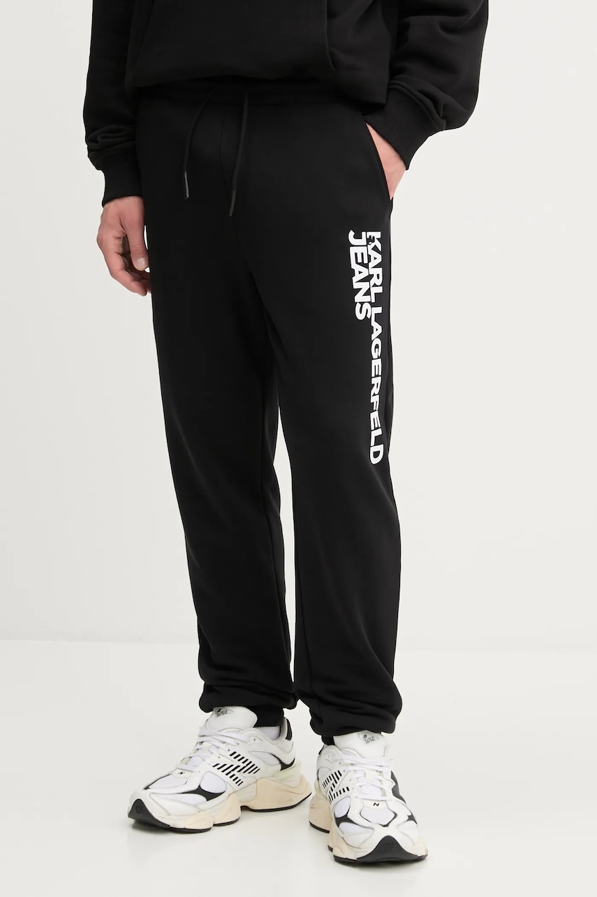 Karl Lagerfeld Jeans pantaloni de trening culoarea negru, cu imprimeu, A1M10001
