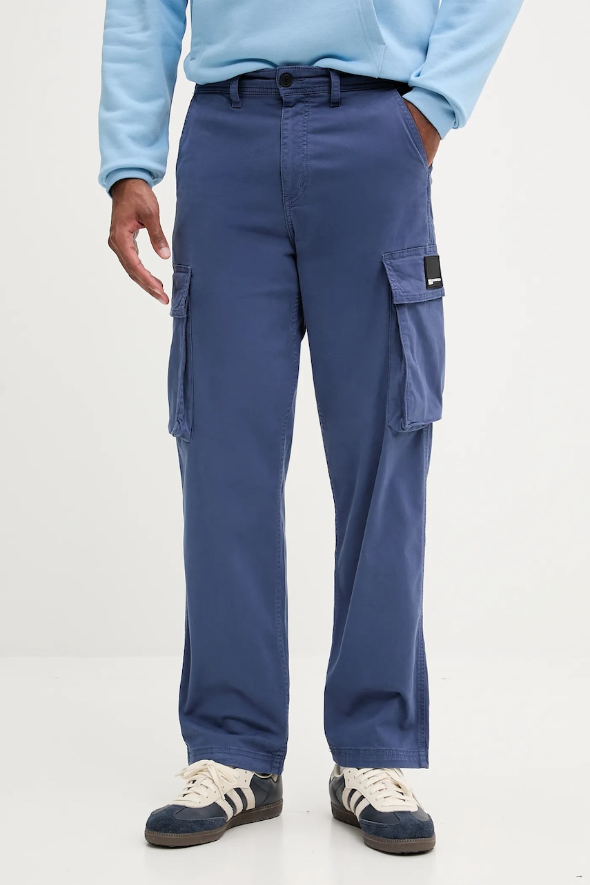 Levně Kalhoty Karl Lagerfeld Jeans pánské, modrá barva, ve střihu cargo, A3M10085