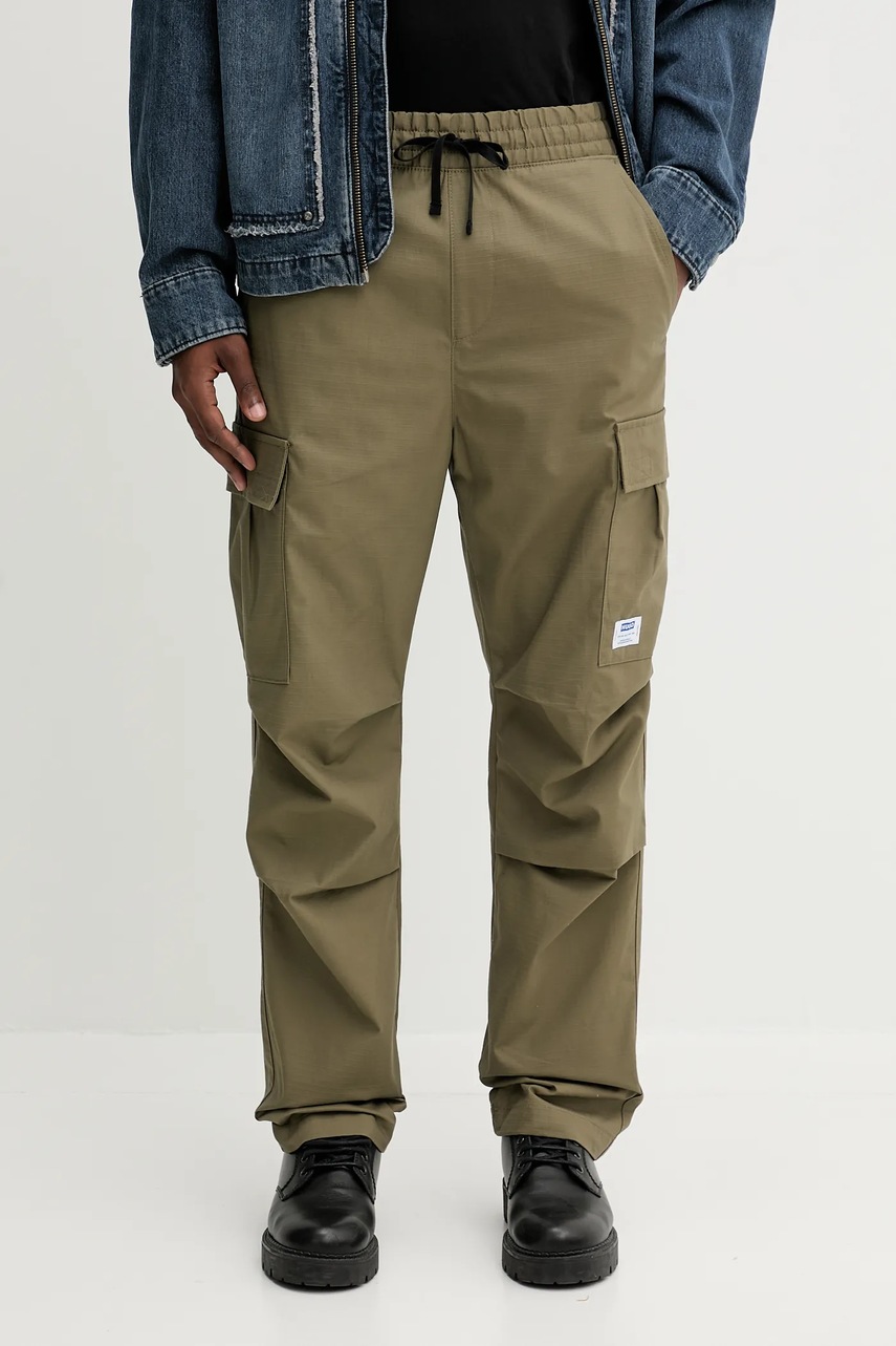 Hugo Blue pantaloni de bumbac culoarea verde, cu fason cargo, 50545643