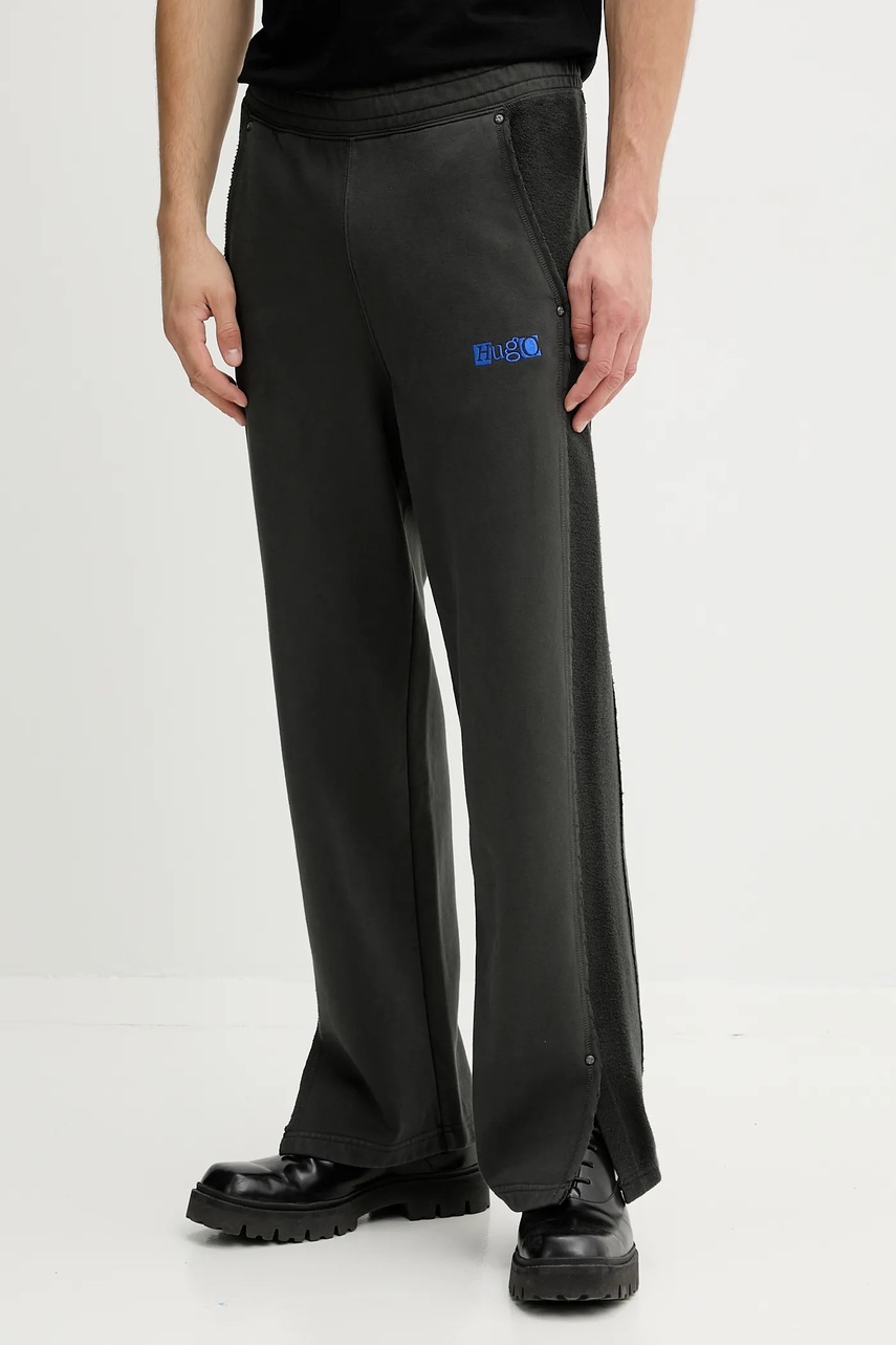 Hugo Blue pantaloni de trening din bumbac culoarea gri, uni, 50542841