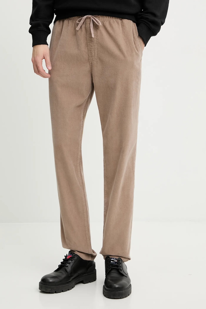 Tommy Jeans pantaloni de catifea cord culoarea maro, drept, DM0DM21997