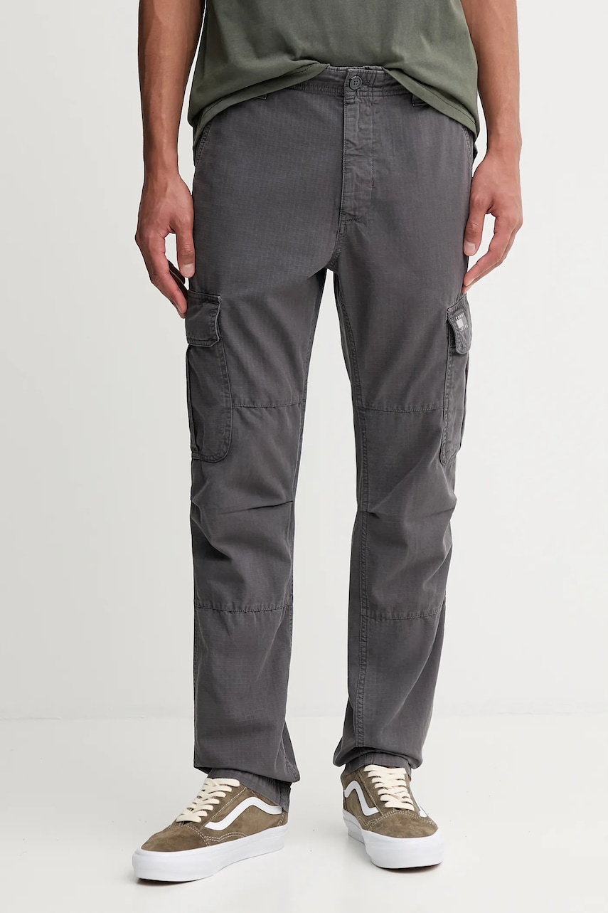 Tommy Jeans pantaloni de bumbac culoarea gri, DM0DM21998