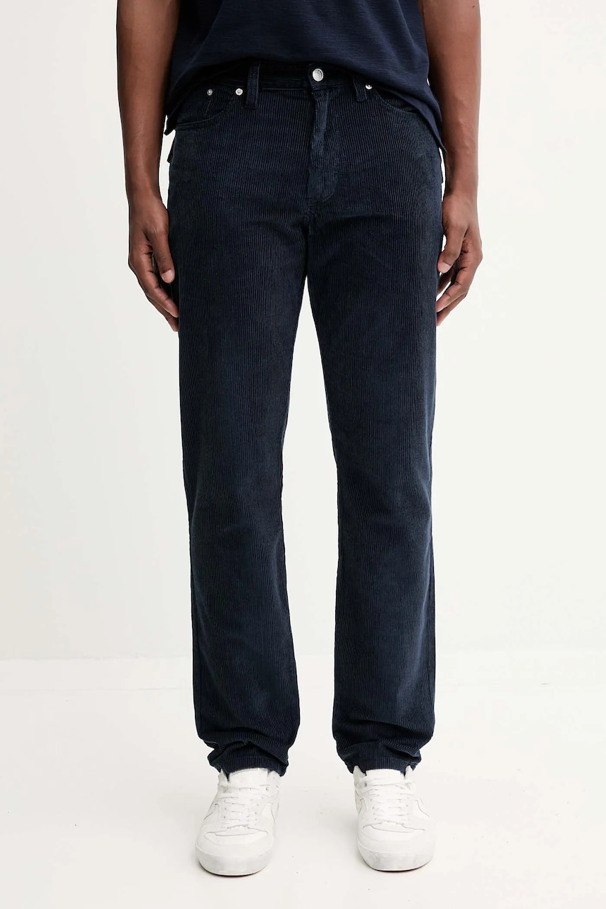 Tommy Jeans pantaloni de catifea cord culoarea bleumarin, drept, DM0DM22242