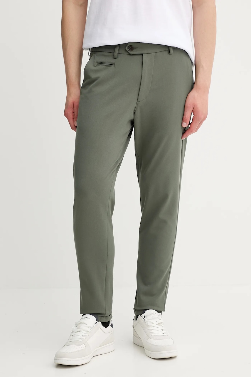 Les Deux pantaloni culoarea verde, drept, 1000792