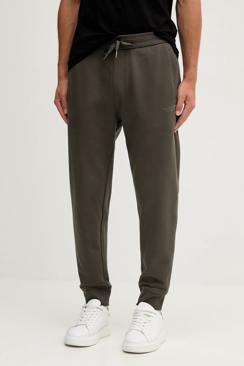 Levně Bavlněné tepláky Armani Exchange pánské, zelená barva, XM001299 AF20934