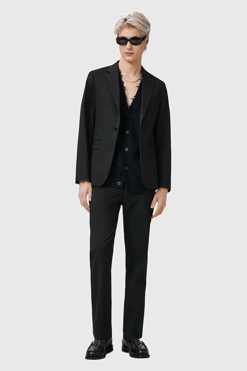 AllSaints pantaloni de bumbac ODIN culoarea negru, drept, M025QC