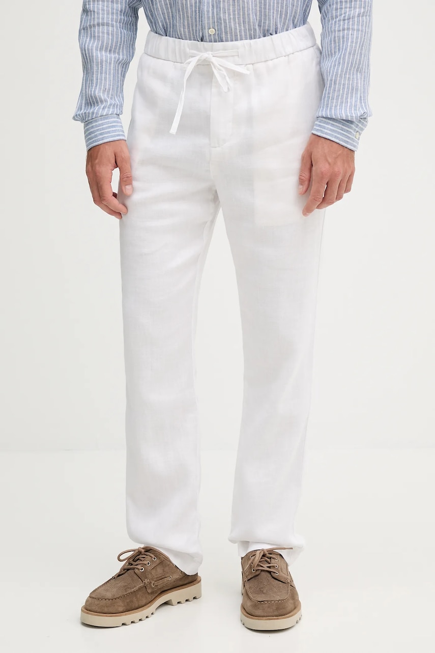 Frescobol Carioca pantaloni din in culoarea alb, cu fason chinos, 1240.01