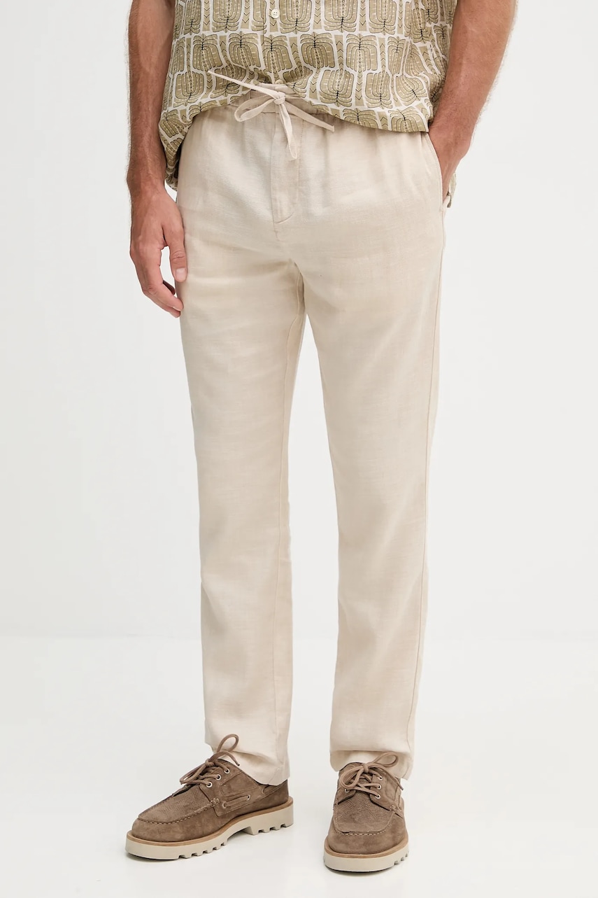 Frescobol Carioca pantaloni din in culoarea bej, drept, 1240.368
