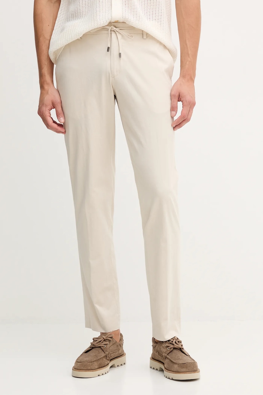 Hackett London pantaloni culoarea bej, mulata, HM2100009R