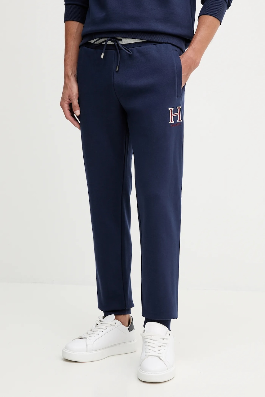 Hackett London pantaloni de trening culoarea bleumarin, cu imprimeu, HM5800019