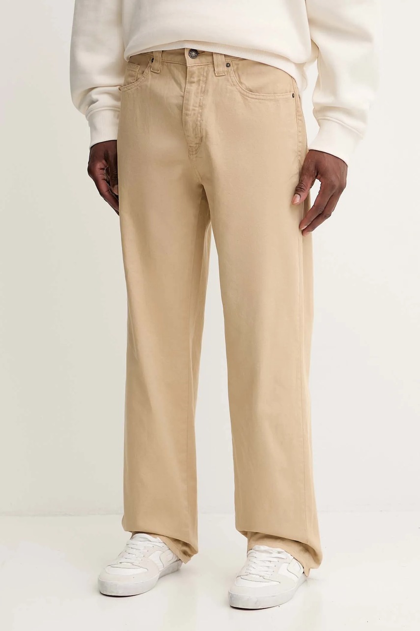Levně Bavlněné kalhoty Guess Jeans pánské, béžová barva, M5YB67 WHFR1