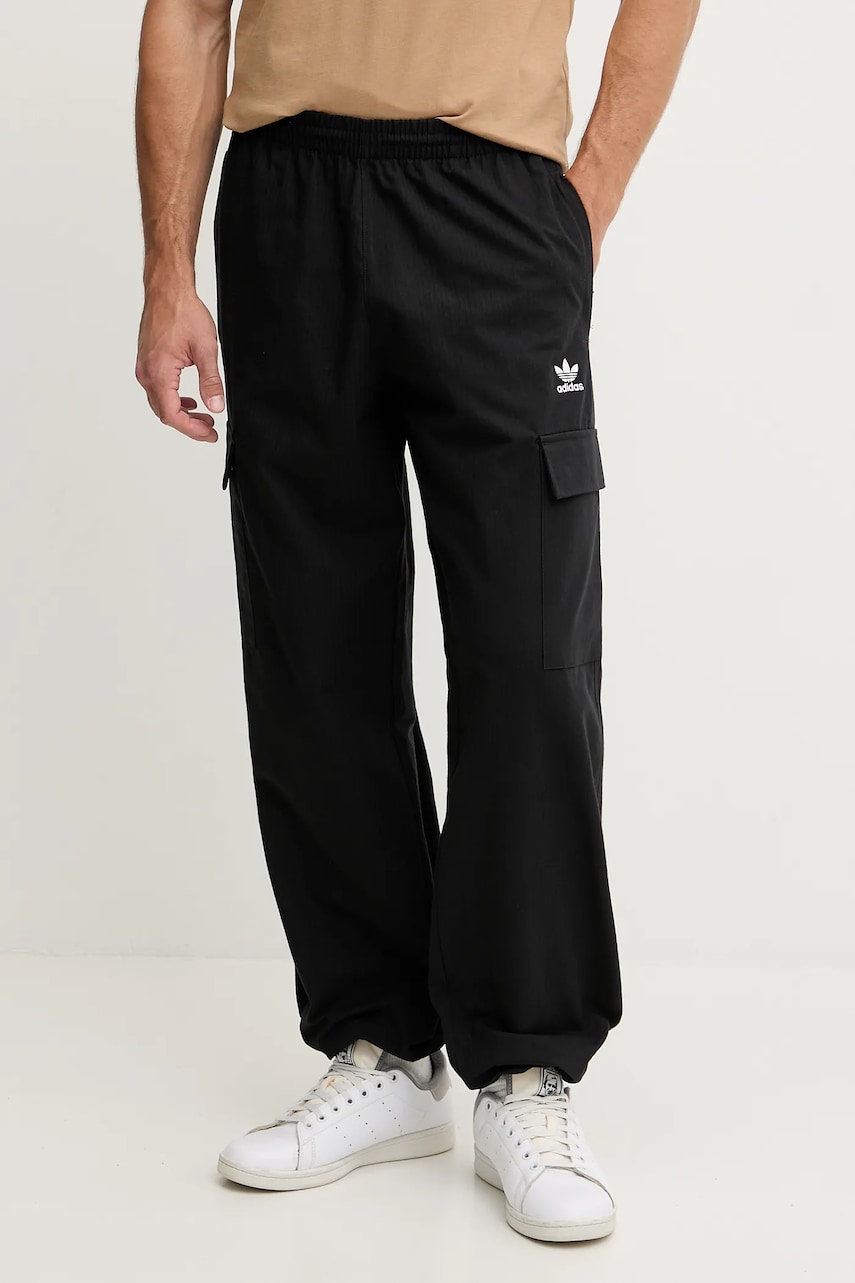 adidas Originals pantaloni de bumbac Essentials culoarea negru, cu fason cargo, JX3913