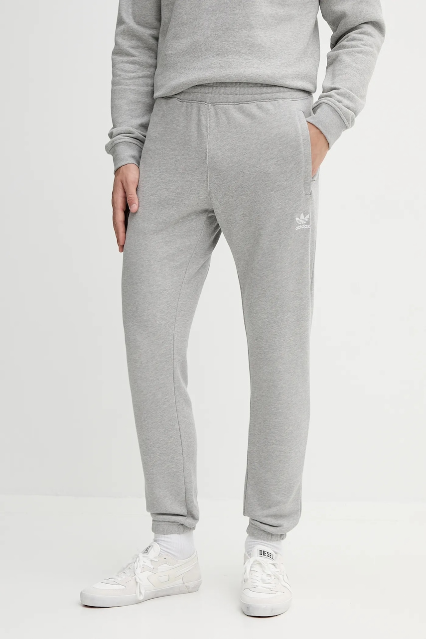 adidas Originals pantaloni de trening din bumbac Essentials culoarea gri, melanj, JY6271