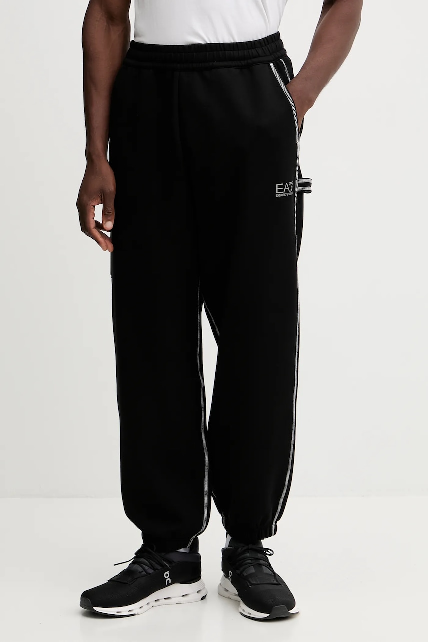 EA7 Emporio Armani pantaloni de trening culoarea negru, cu imprimeu, AF13538.7M000663