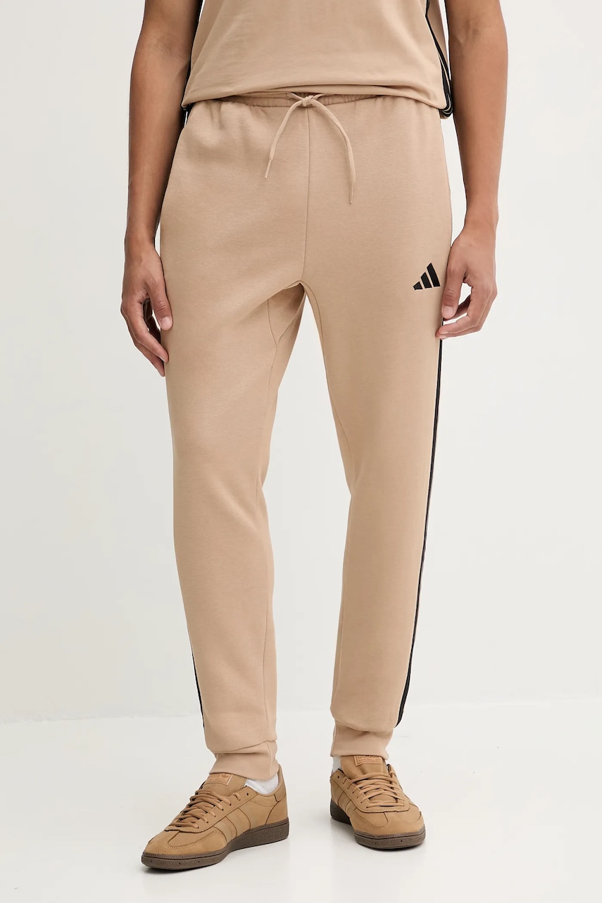 adidas pantaloni de trening Essentials culoarea bej, cu imprimeu, JX0712