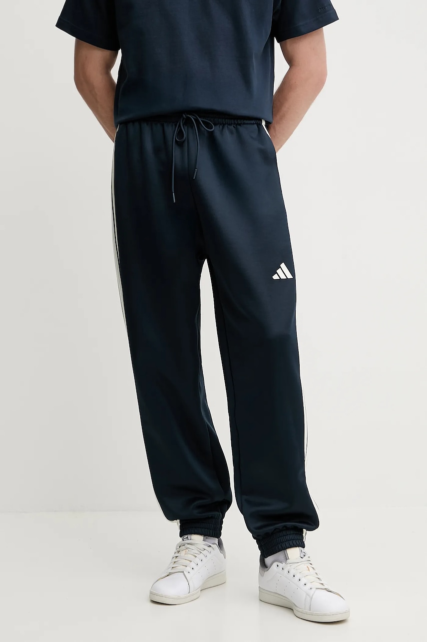 Levně Tepláky adidas Stadium pánské, tmavomodrá barva, s potiskem, JZ6431