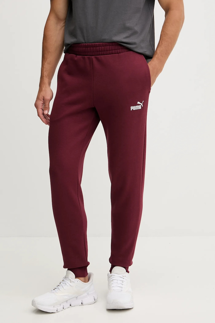 Puma pantaloni de trening culoarea bordo, uni, 682607