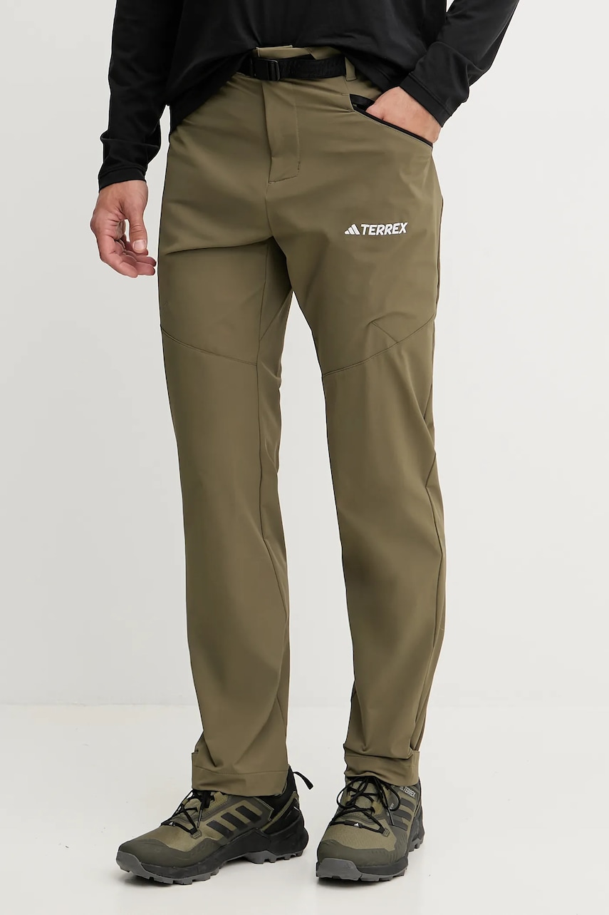 adidas TERREX pantaloni de exterior Xperior culoarea verde, drept, IK3533