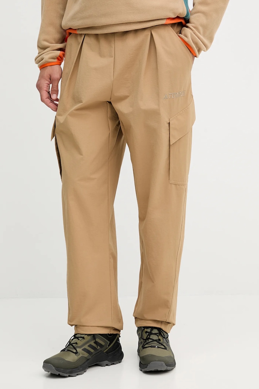 adidas TERREX pantaloni de exterior culoarea verde, drept, JM7424