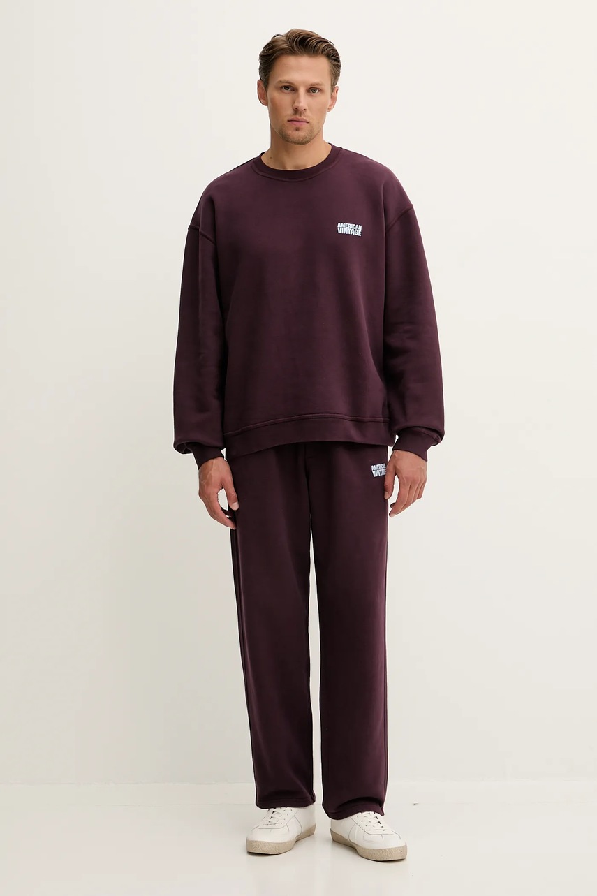 Хлопковые спортивные штаны American Vintage цвет фиолетовый с принтом MPLI05B