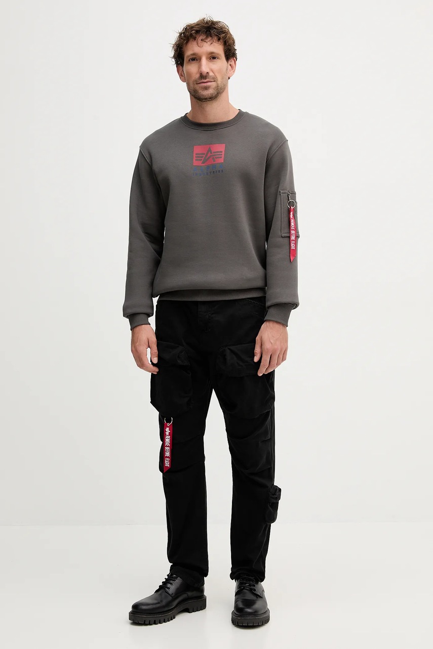 Хлопковые брюки Alpha Industries цвет чёрный со шнуровкой 148207.03