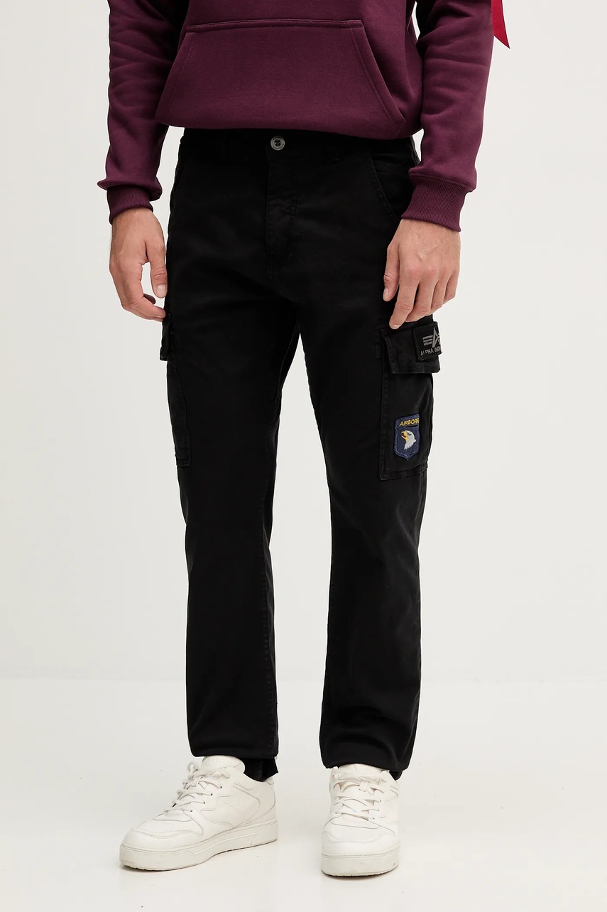 Levně Kalhoty Alpha Industries pánské, černá barva, ve střihu cargo, 178207.03