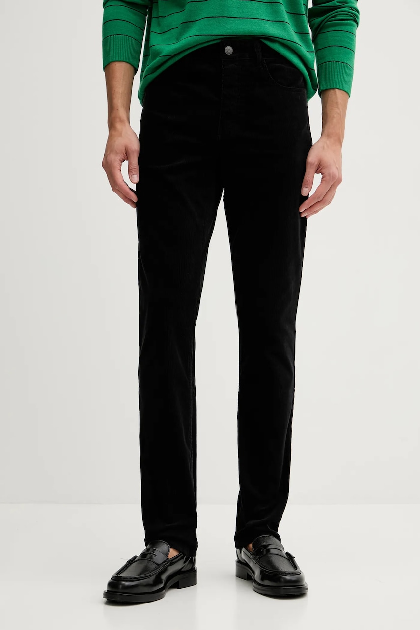 ZADIG&VOLTAIRE pantaloni de catifea cord bărbați, culoarea negru, croială ajustată WMPA00182