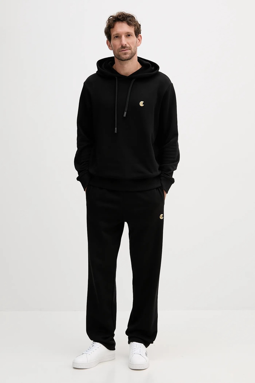 Хлопковые спортивные штаны Just Cavalli цвет чёрный однотонные 79OAAT06 CF500