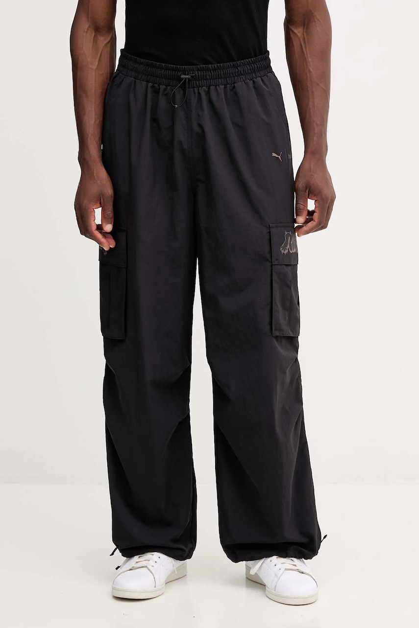 Puma x RIPNDIP pantaloni bărbați, culoare negru, drepți 632417