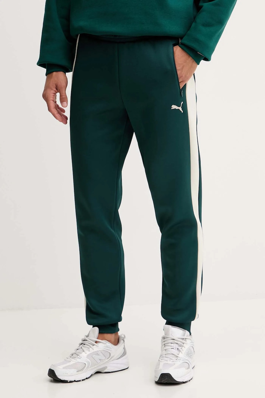 Puma pantaloni de trening culoarea verde, uni, 629588
