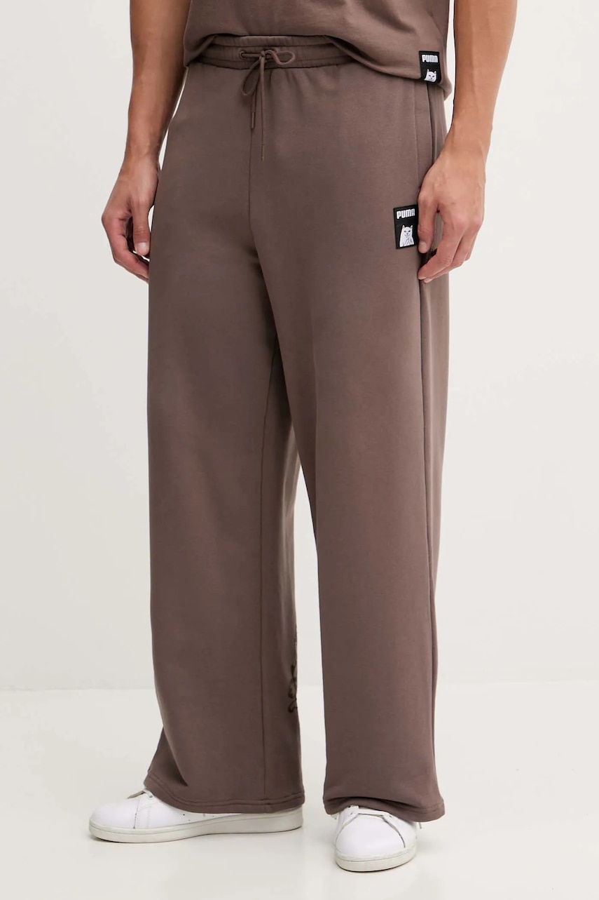 Puma pantaloni de trening PUMA x RIPNDIP culoarea maro, uni, 632416