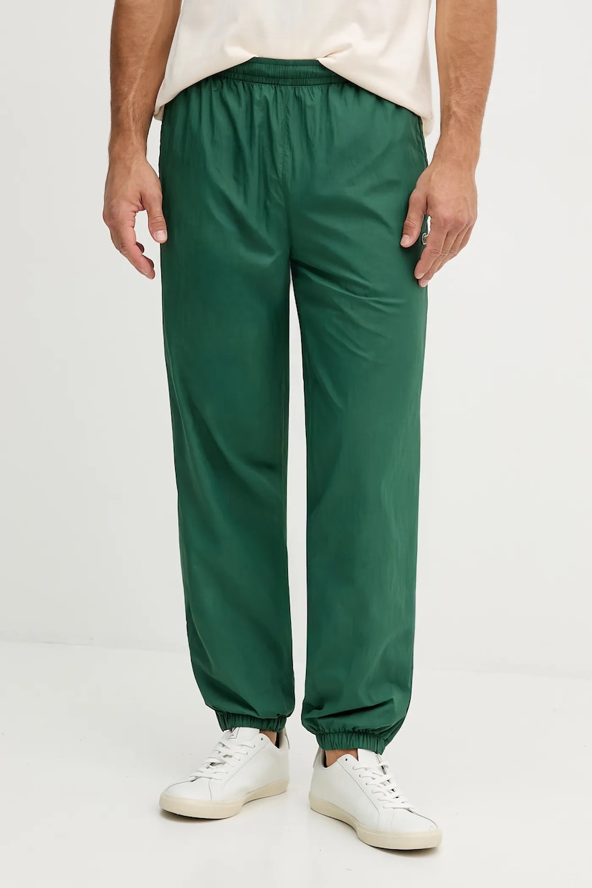 Lacoste pantaloni de trening culoarea verde, uni, XH8909