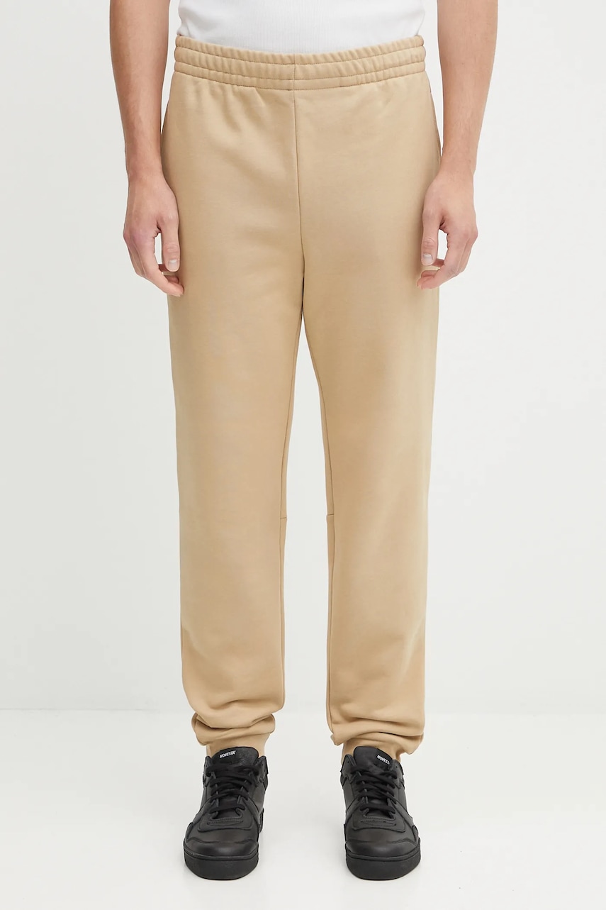 Lacoste pantaloni de trening din bumbac culoarea verde, uni, XH9833